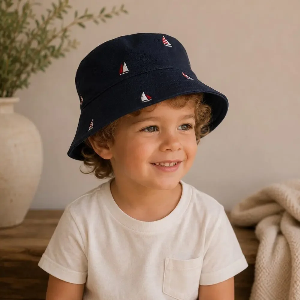 Janie & Jack Navy Sailboat Bucket Hat Boys NWT 4 to 5 years